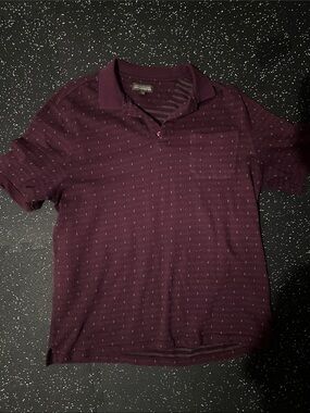 Denver Hayes Men's Burgundy Polo with Subtle Dot Texture